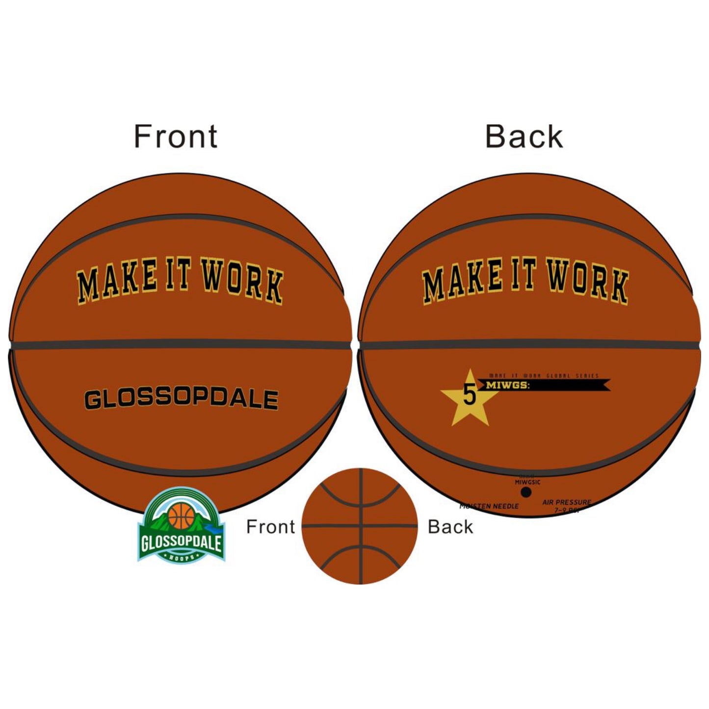 Glossopdale Hoops x Make It Work Basketballs : Classic Orange